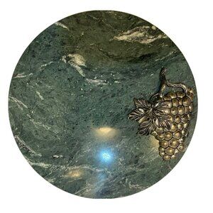 Godinger Silver Art Co. Green Marble Silver Plate Grape Cluster Tray-10”